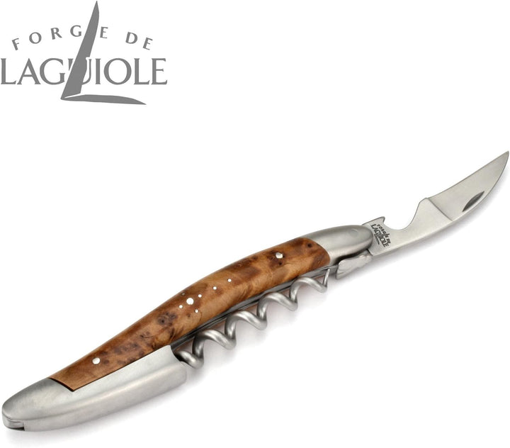 Forge de Laguiole Kellnermesser - Griff Thuja - Edelstahl matt - Weinöffner Sommelier Korkenzieher