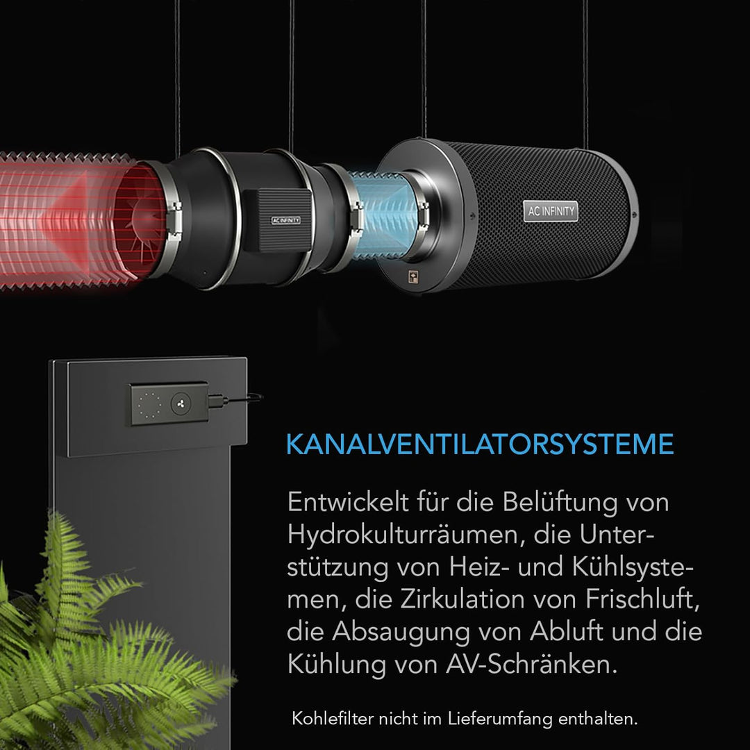 AC Infinity CLOUDLINE S8, leiser 8-Zoll-Inline-Kanalventilator mit Drehzahlregler - Abluftventilator