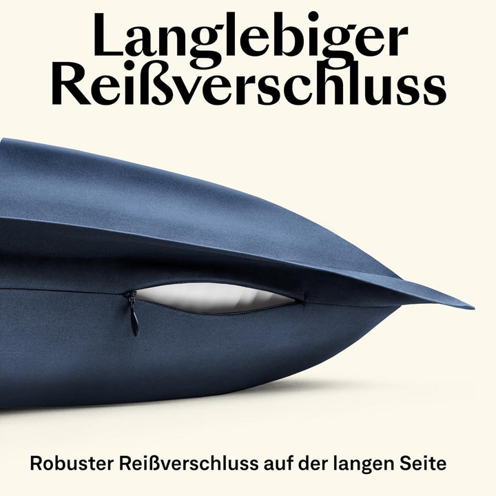 Amqua Mako Satin Kissenbezug (1x) aus ägyptischer Baumwolle 40x40 cm, dunkelblau/Navy (1x) 40x40cm D