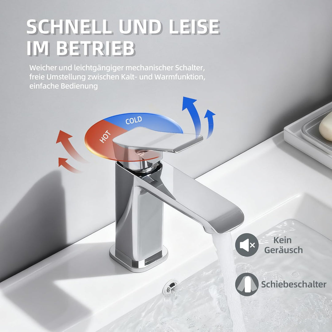 BELZ Wasserhahn Bad,Waschtischarmatur Einhandmischer Armatur Waschbecken mit Auslauf Höhe 86 MM,Wass