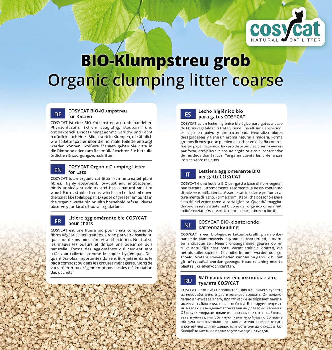 COSYCAT Klumpendes Bio-Katzenstreu aus Holz GROB [Limited Edition] – 40 l – in der Toilette entsorgb