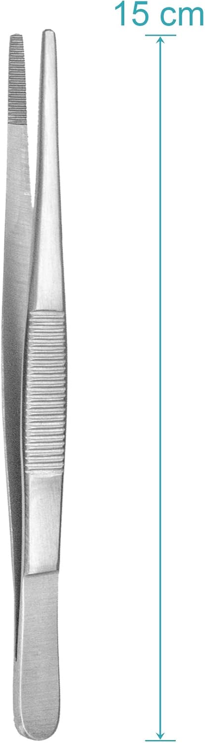 May - Set - 10 x Universal-Pinzette 15cm - Haushaltspinzette - gerade - runde Spitze - innen gerieft