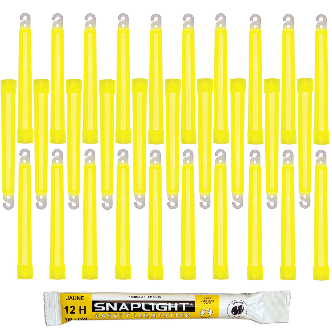 Cyalume SnapLight Knicklichter in Gelb (30-er Pack) - 15 cm Glow Sticks mit Haken am Ende - ultra he