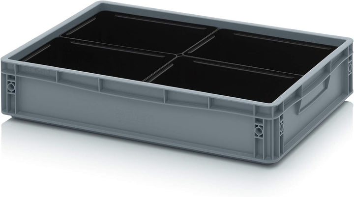 Einsatzkästen 4er Set 10cm Höhe für Auer Eurobehälter 60x40 * Einsatz Kästen Einsätze schwarz