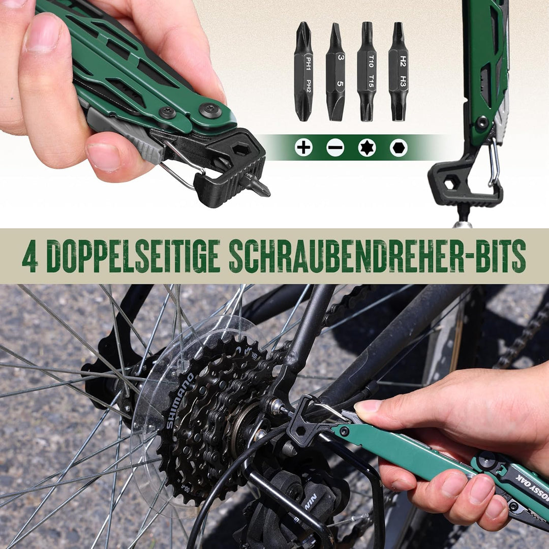 Mossy Oak Multifunktionszange, 27-in-1 Multitool Werkzeug, Faltbares Edelstahl Multifunktionswerkzeu