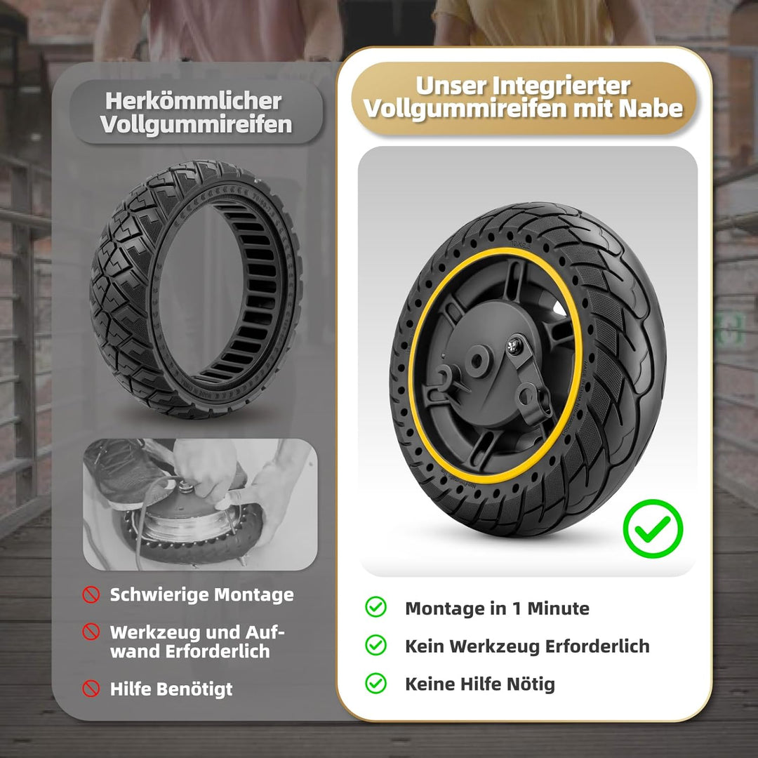 Vollreifen für Max G30, 10 Zoll Vollgummireifen Vorderrad, 60/70-6,5 Roller Ersatzräder für Segway N