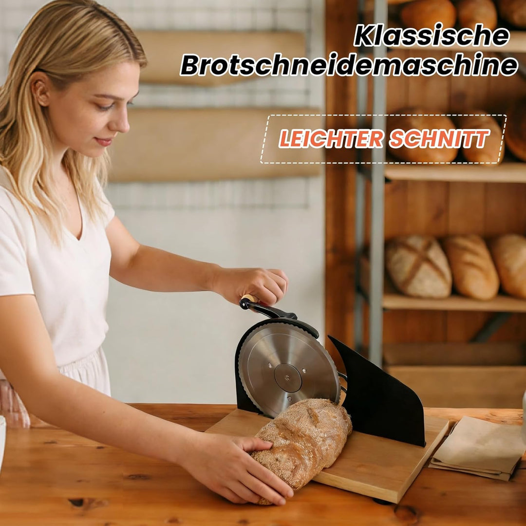 Manuelle Brotschneidemaschine mit Handkurbel | Scheibendicke stufenlos wählbar 1–20 mm | Edelstahlkl