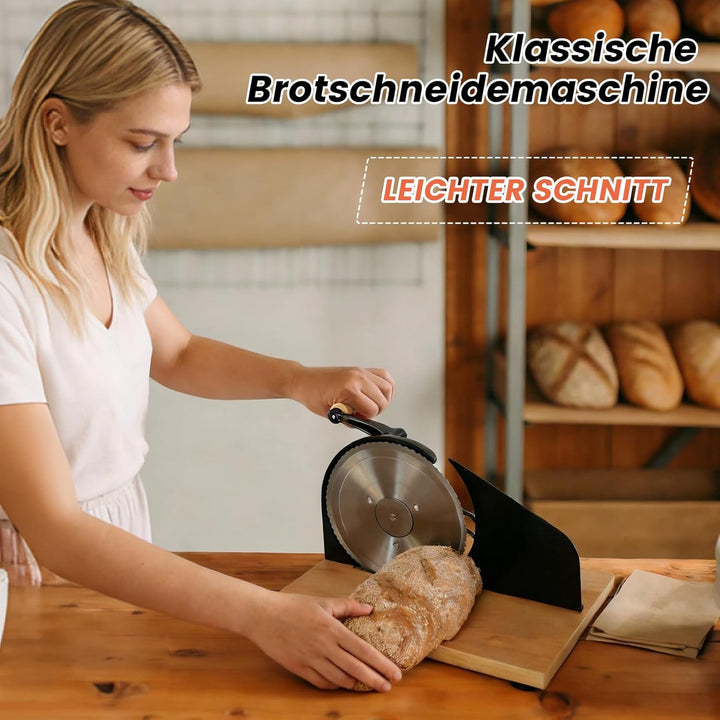 Manuelle Brotschneidemaschine mit Handkurbel | Scheibendicke stufenlos wählbar 1–20 mm | Edelstahlkl