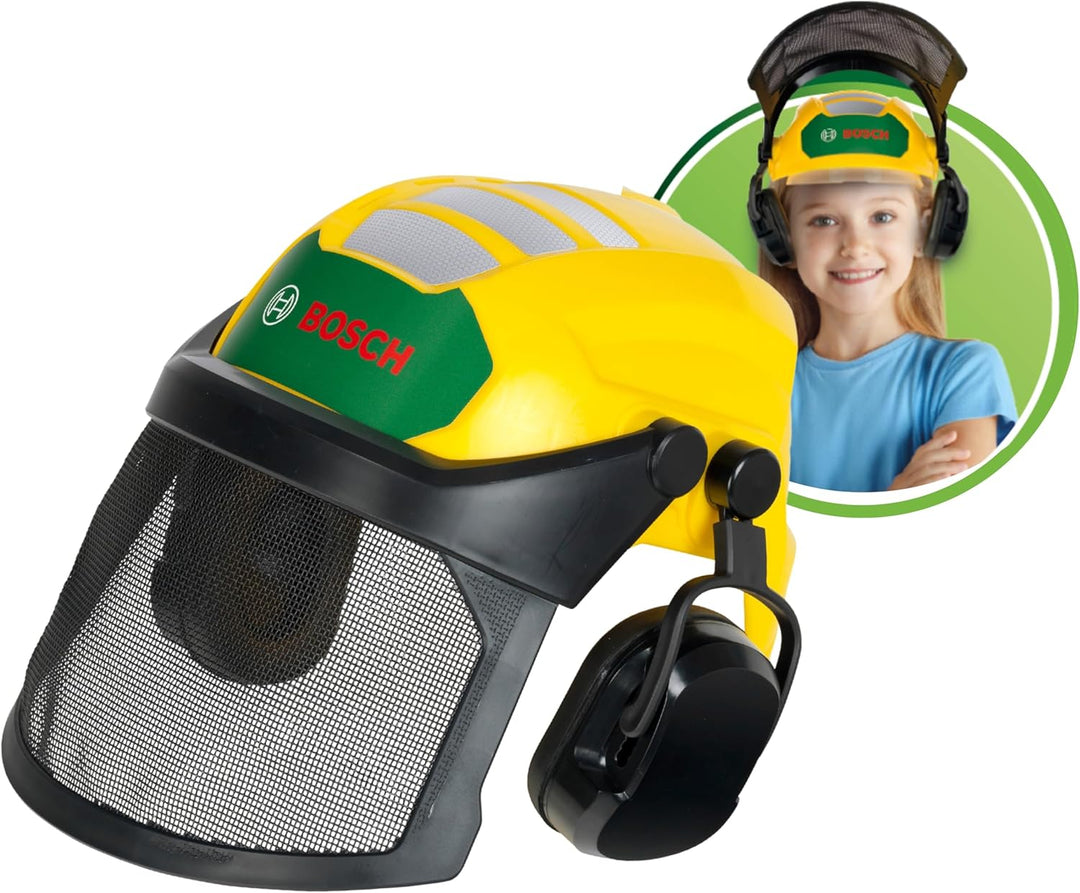 Theo Klein 8199 Bosch Waldarbeiter-Helm Grössenverstellbarer Spielzeughelm mit Visier &amp; Ohrenschütze