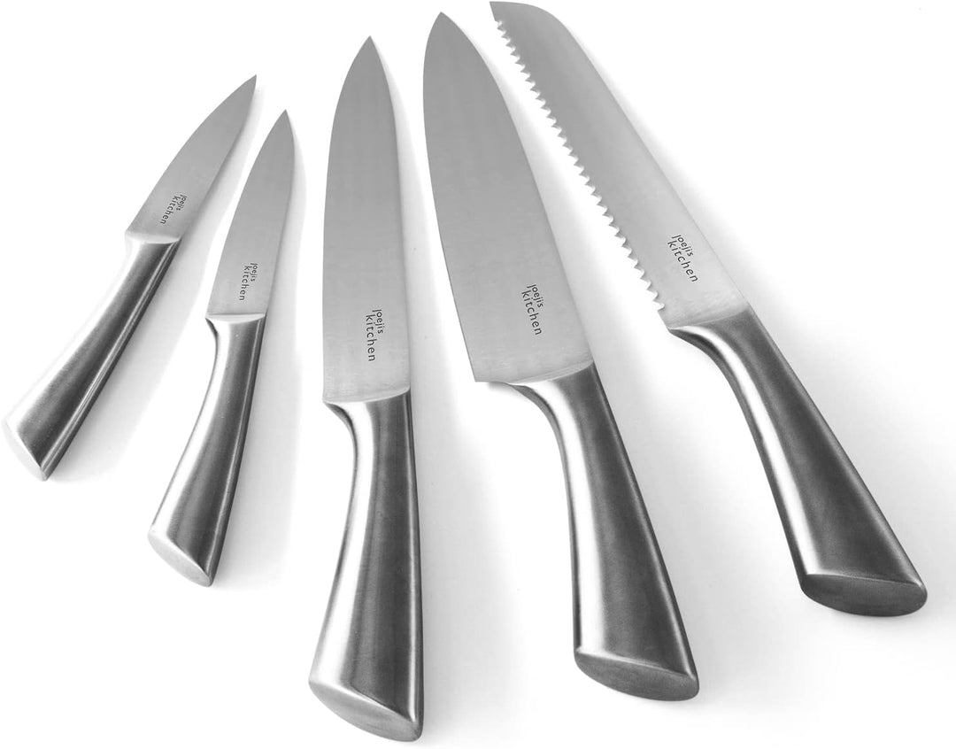 Joeji's Kitchen 5-in-1 Messerset aus Edelstahl - Scharfe Küchenmesser Set mit Brotmesser Kochmesser