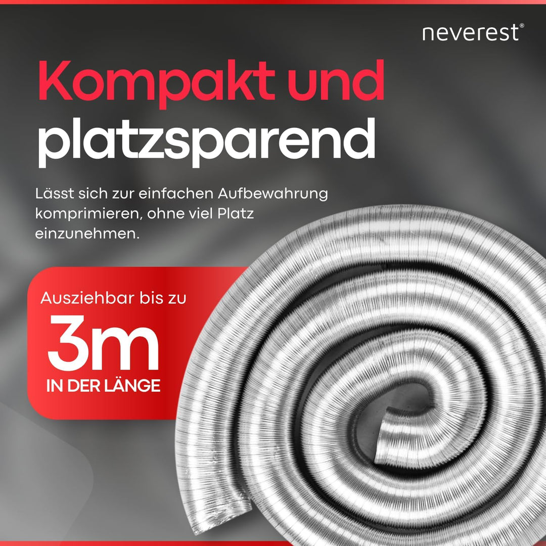 neverest® Semiflex 80 mm Alu Flexrohr 3m Länge Abluftschlauch Klimaanlage, Trockner, Ofen Hitze- &amp; K
