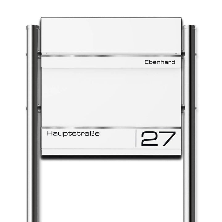 Metzler Standbriefkasten Hermann aus massivem, pulverbeschichtetem Stahl in RAL 9016 Verkehrsweiss,