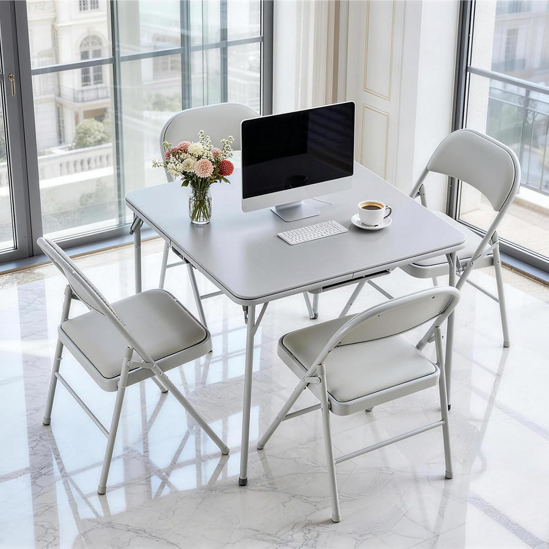 Quadratischer Klapptisch, tragbarer, robuster Kartentisch mit Vinylplatte, für drinnen und draussen,