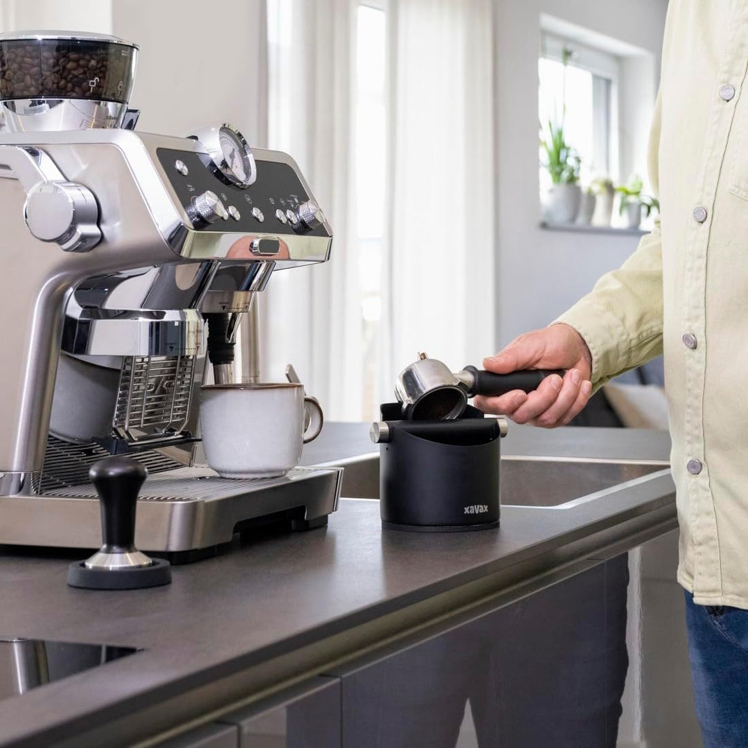 Xavax Abklopfbehälter für Kaffeesatz (Knock Box Barista, Abschlagbehälter rutschfest, Abschlagbox Es