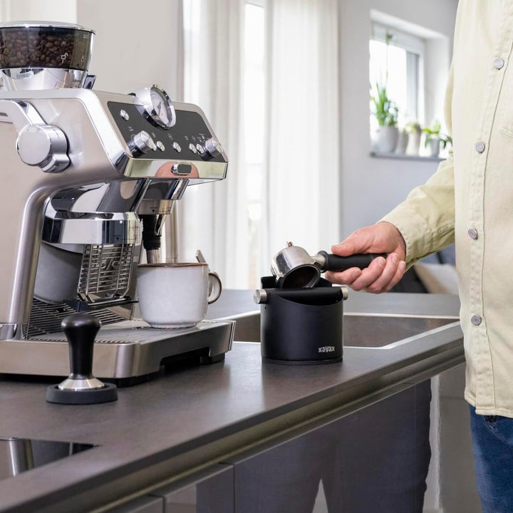 Xavax Abklopfbehälter für Kaffeesatz (Knock Box Barista, Abschlagbehälter rutschfest, Abschlagbox Es