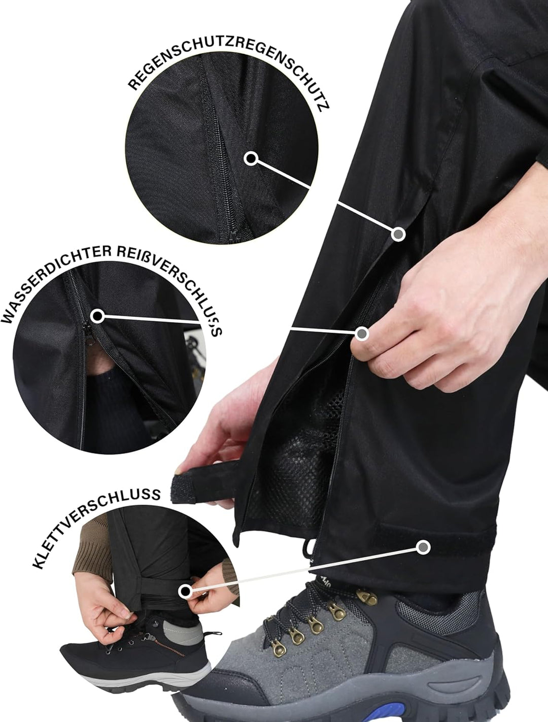 Regenhose für Herren wasserdichte Leichte Winddichte Outdoorhose zum Wandern Camping Golf S / 30L Sc