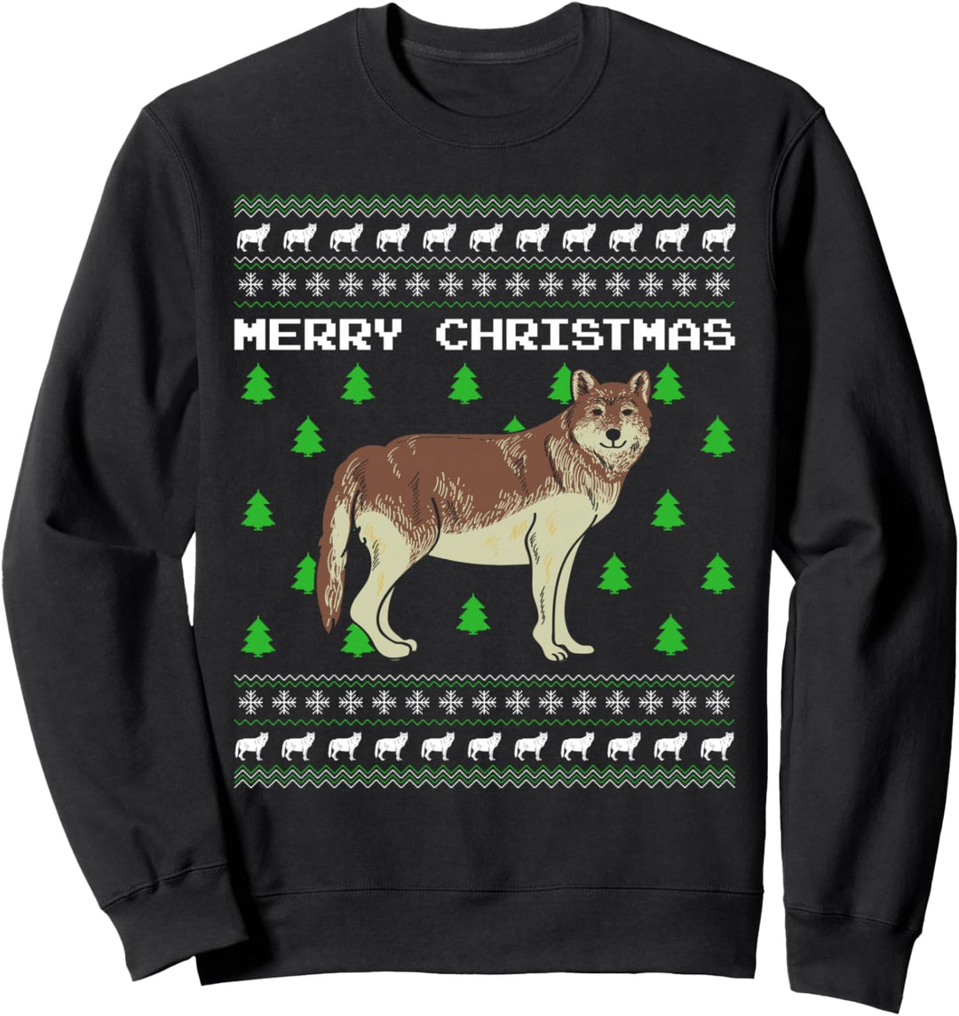 Wolf Ugly Christmas Weihnachten Christmas Wichtel Strick Sweatshirt