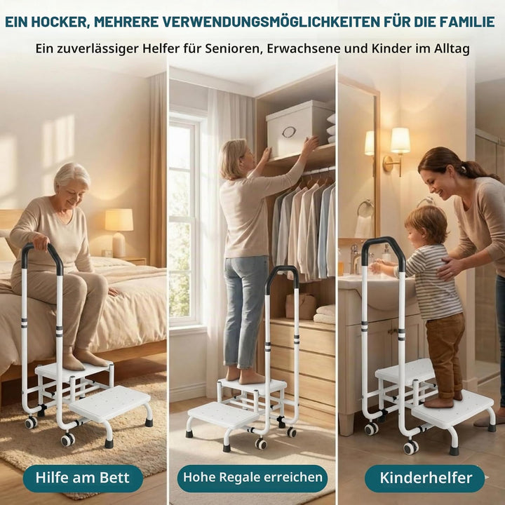 Tritthocker mit Haltegriff - Badewannenstufe mit Haltegriff, 5 Höhen von 95 cm bis 105 cm, Tragfähig