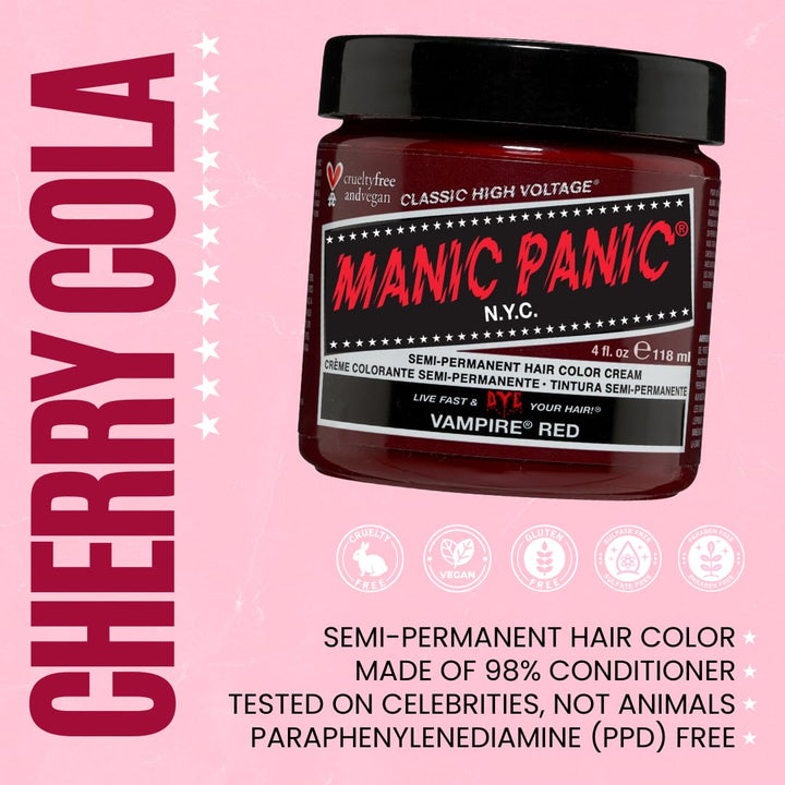 Manic Panic Vampire Red Classic Crème, vegane, tierversuchsfreie, semi-permanente Haarfarbe, 2 x 118