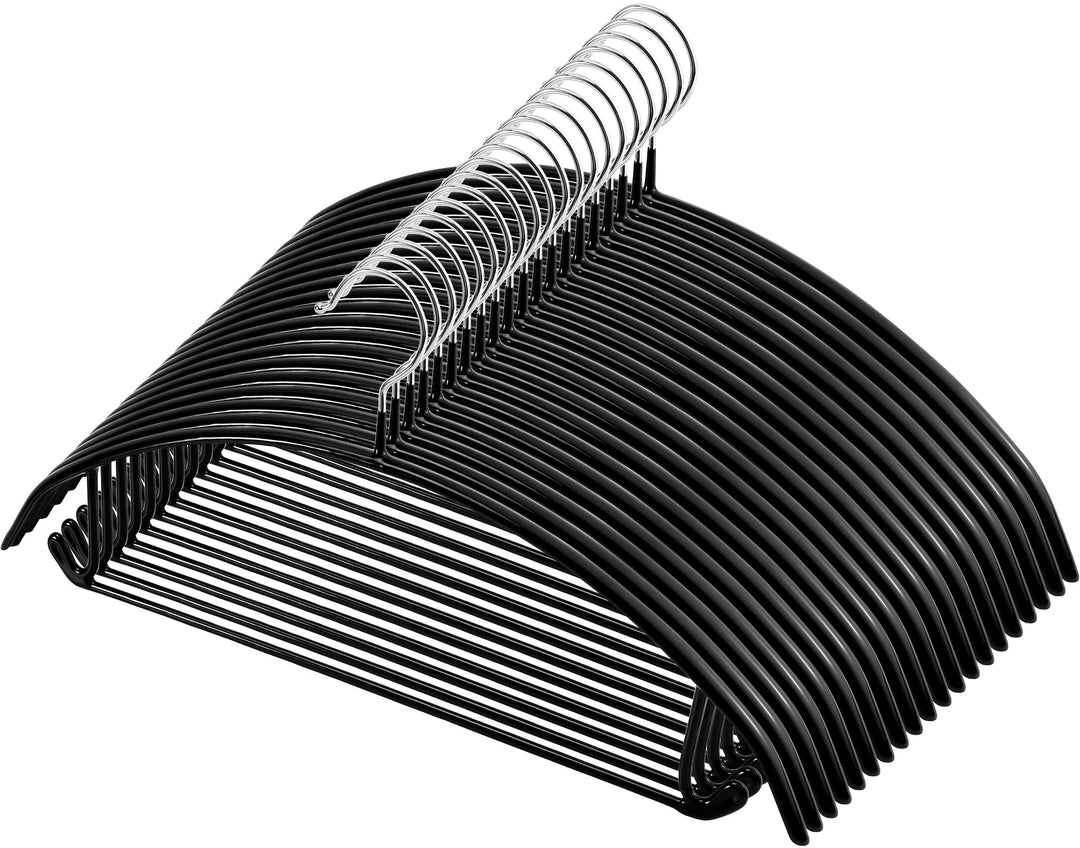 20 Stück Kleiderbügel Schwarz, 43 cm Kleiderbügel aus Metall,rutschfeste PVC Gummibeschichtung ohne