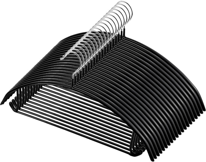 20 Stück Kleiderbügel Schwarz, 43 cm Kleiderbügel aus Metall,rutschfeste PVC Gummibeschichtung ohne