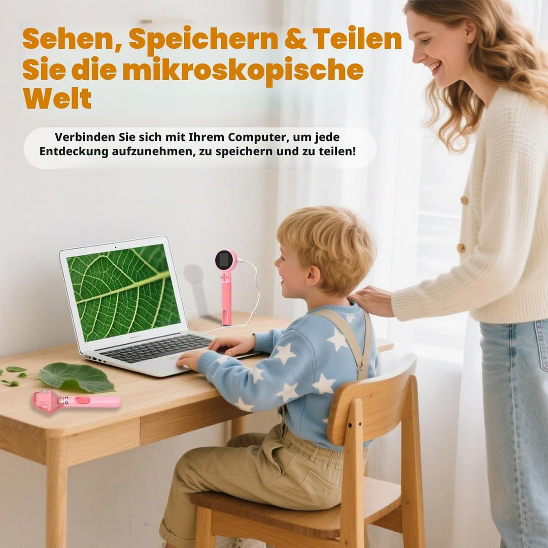 1000X Handheld Digital Mikroskop für Kinder – 4K 5,1 cm Bildschirm, wiederaufladbares Mini Labster t