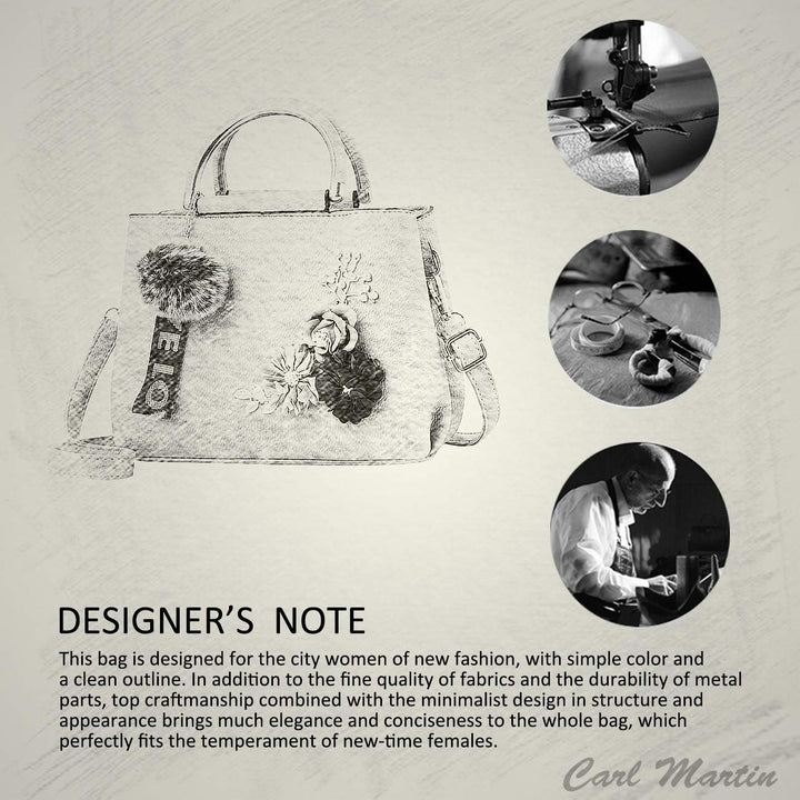 NICOLE & DORIS Damen Leder Handtasche Umhängetaschen mit Blume Jahrgang Griff Tasche Designer Tote G
