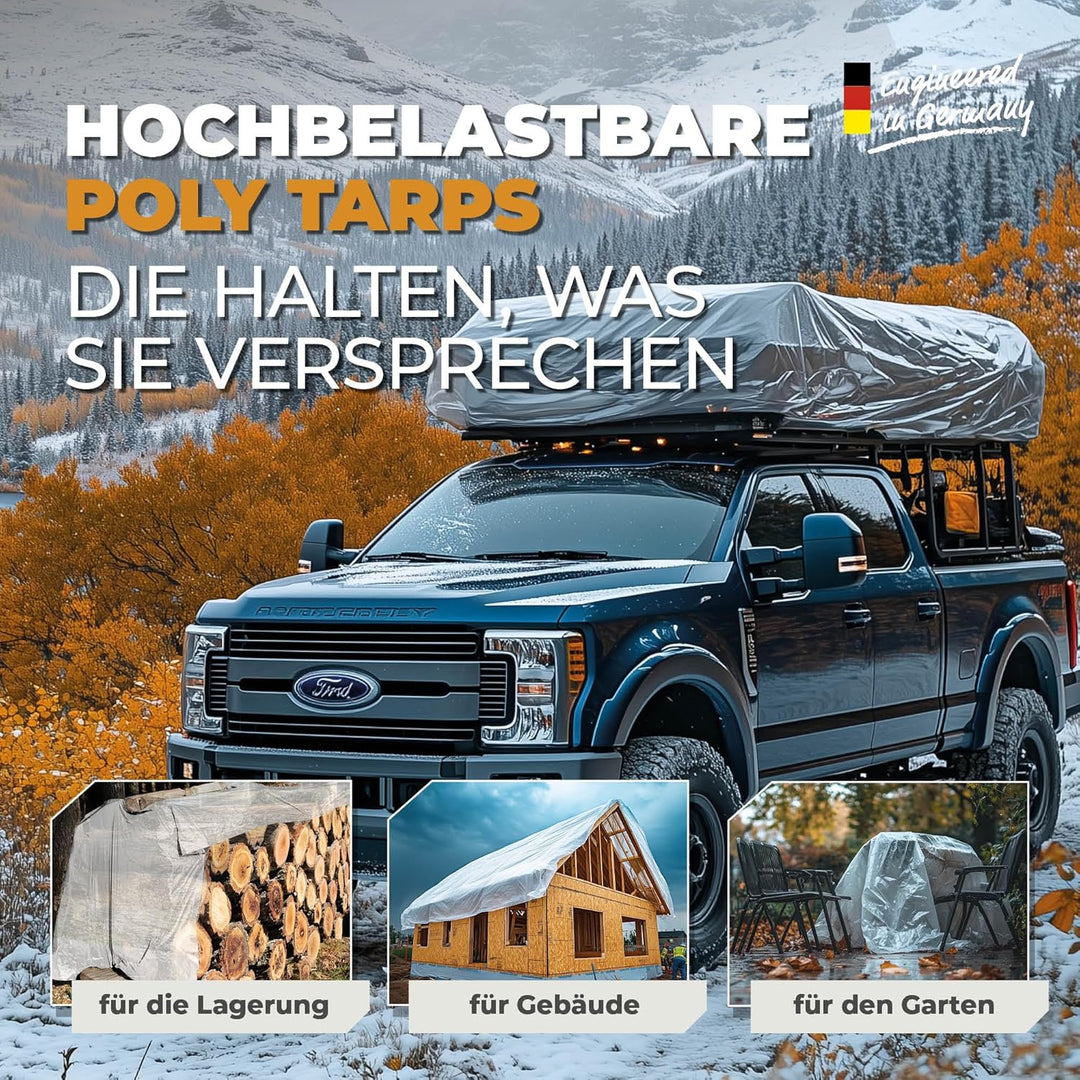 Rainexo Abdeckplane Transparent 2x3m; Stärke: 90g/m² - min. 3 Jahre UV Beständig 2 x 3 m, 2 x 3 m