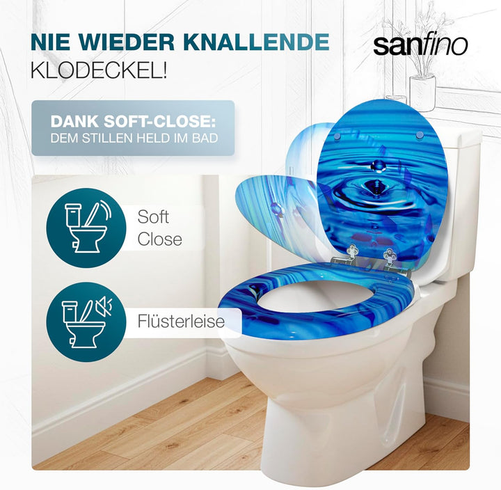 Premium WC Sitz mit Absenkautomatik – hochwertige Toilettendeckel aus Holz, viele bunte Motive, hohe
