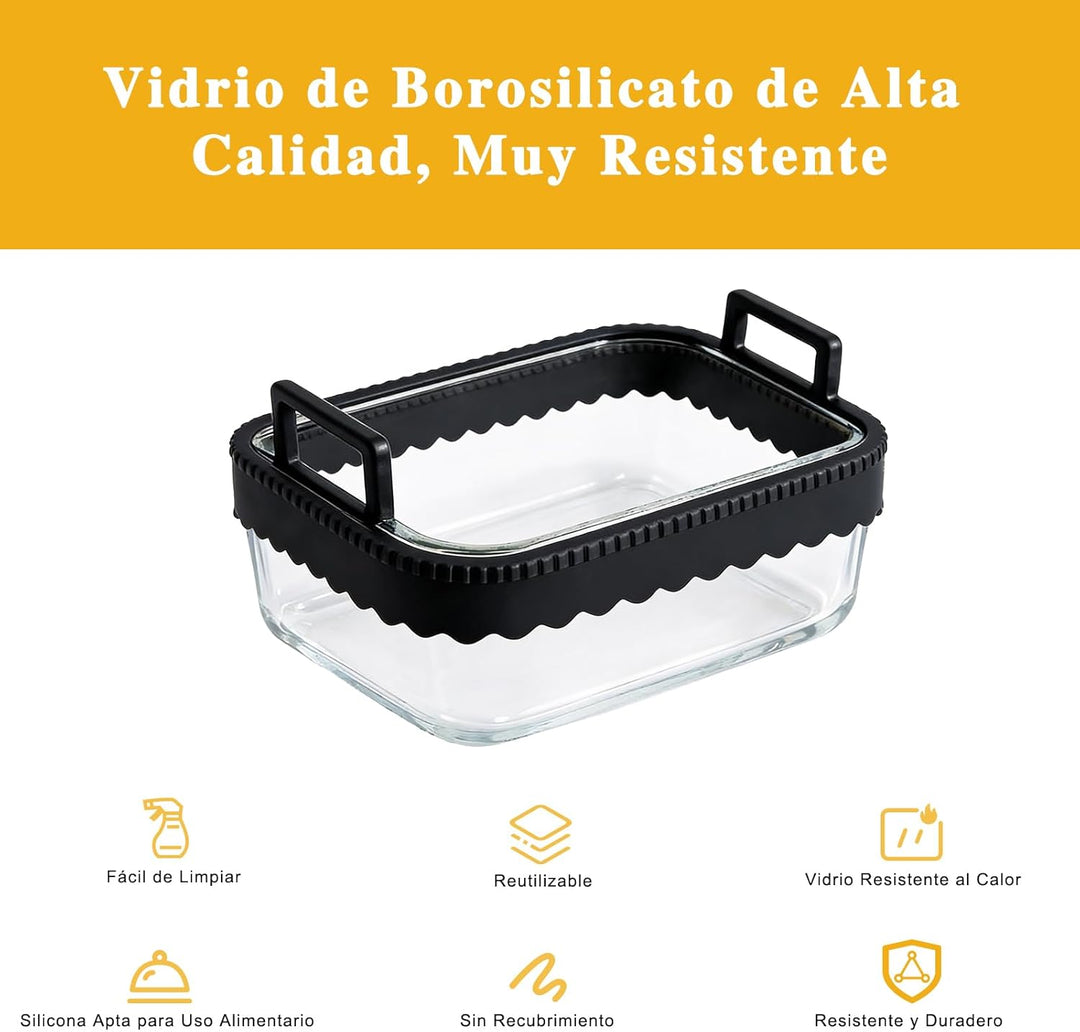 2 Stück Auflaufform Airfryer Zubehör für Ninja AF400EU/AF500EU/DZ400EU, Glas Airfryer Zubehör mit Si