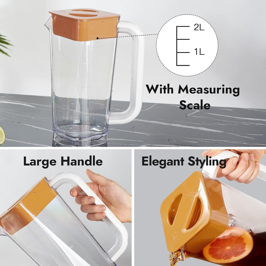 CURTA krug 2liter Wasserkrug Mit Deckel Mit Griff mit Skala, Kunststoff Für kühlschrank,2 liter pitc