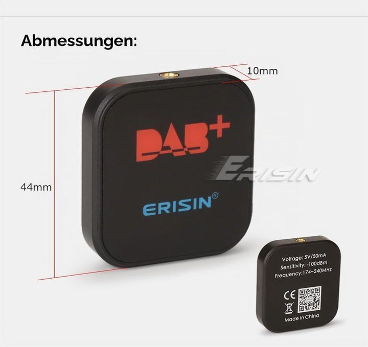 Erisin DAB+ Digital Radio Box Antenne mit Verstärkter Antenne Kit Adapter für Auto Stereo Android 9.