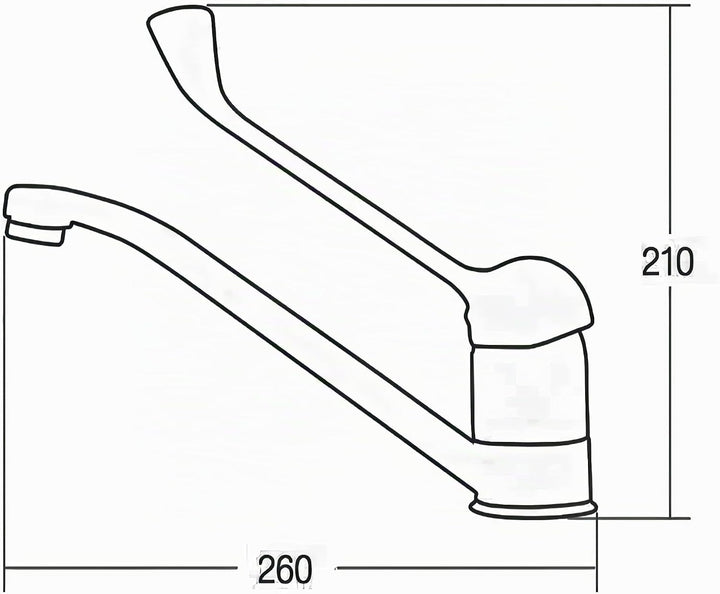 Edelstahl-Messing Horizontale Spültischarmatur mit Langem Griff, Einzigartiges Design, Warm-Kaltwass
