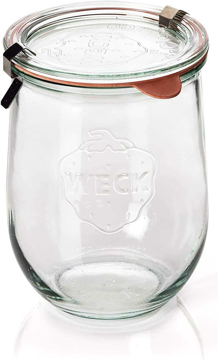 Weck - Grosse Gläser für Sauerteig - Starterglas mit Glasdeckel - Tulpenglas mit breiter Öffnung - W