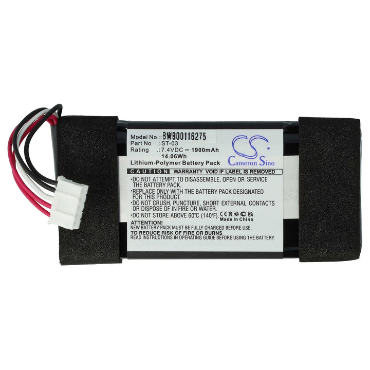 vhbw Akku Ersatz für Sony ST-03 für Lautsprecher Boxen Speaker (1900 mAh, 7,4 V, Li-Polymer)