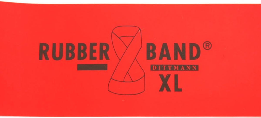 FTM Dittmann® Rubberband XL in Rot (stark), inkl Übungsflyer, für Muskelaufbau, Krafttraining und Fi