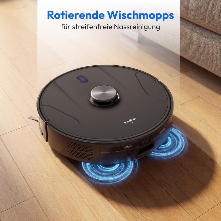 MEDION Saugroboter mit 2-in-1 Absaugstation, Lasernavigation und Wischfunktion X51 SW+ (Starke 10000
