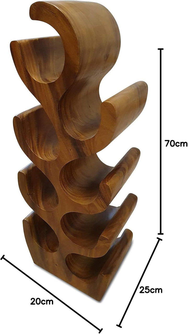 Kinaree Massivholz Weinregal für 8 Flaschen - 70cm freistehendes Flaschenregal in Baum Form aus eine