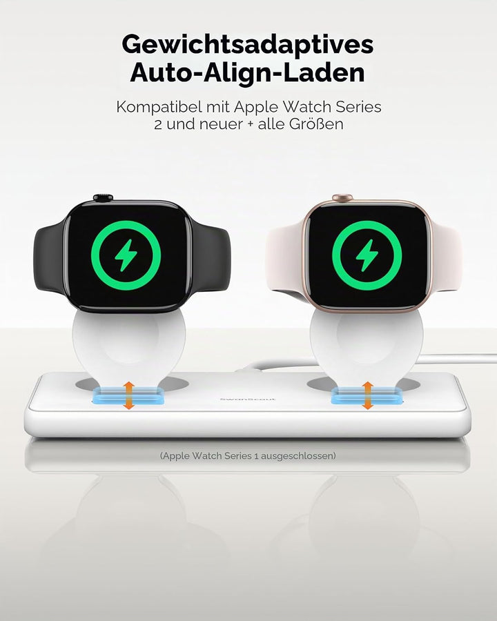 SwanScout Dual Watch Ladestation für Apple Watch, Kabelloses Ladegerät für Apple Watch Ultra 2/Ultra