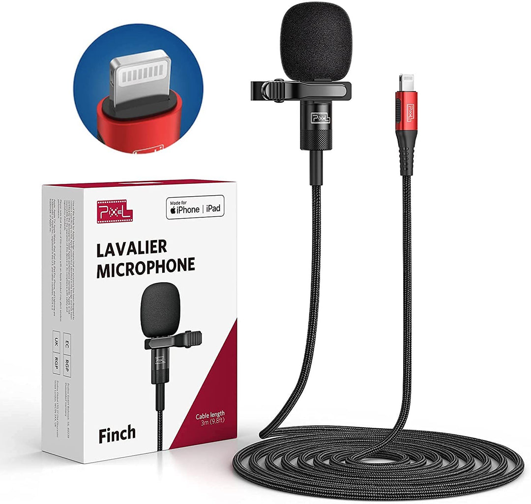 Pixel Lavalier Mikrofon Kompatibel mit iPhone/IPad (Apple MFi-Zertifiziert) für Videoaufnahmen Lives