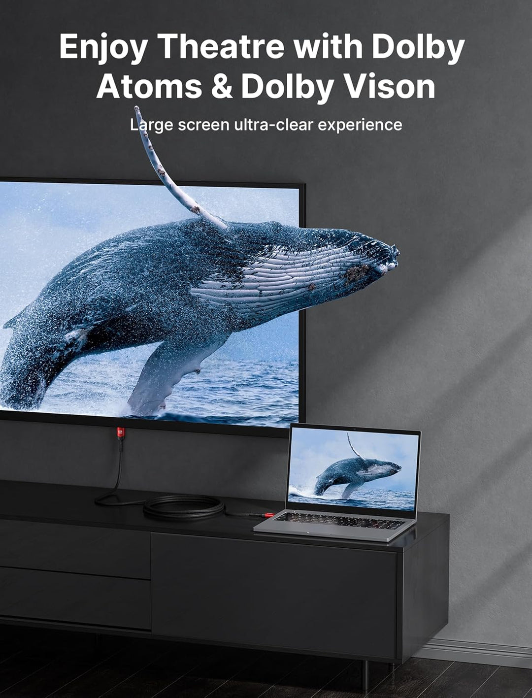JSAUX HDMI Kabel 30Meter, Lange Faseroptisches HDMI 2.1 Kabel 8k Highspeed 48Gbps 8K@60Hz, 4K@120Hz,