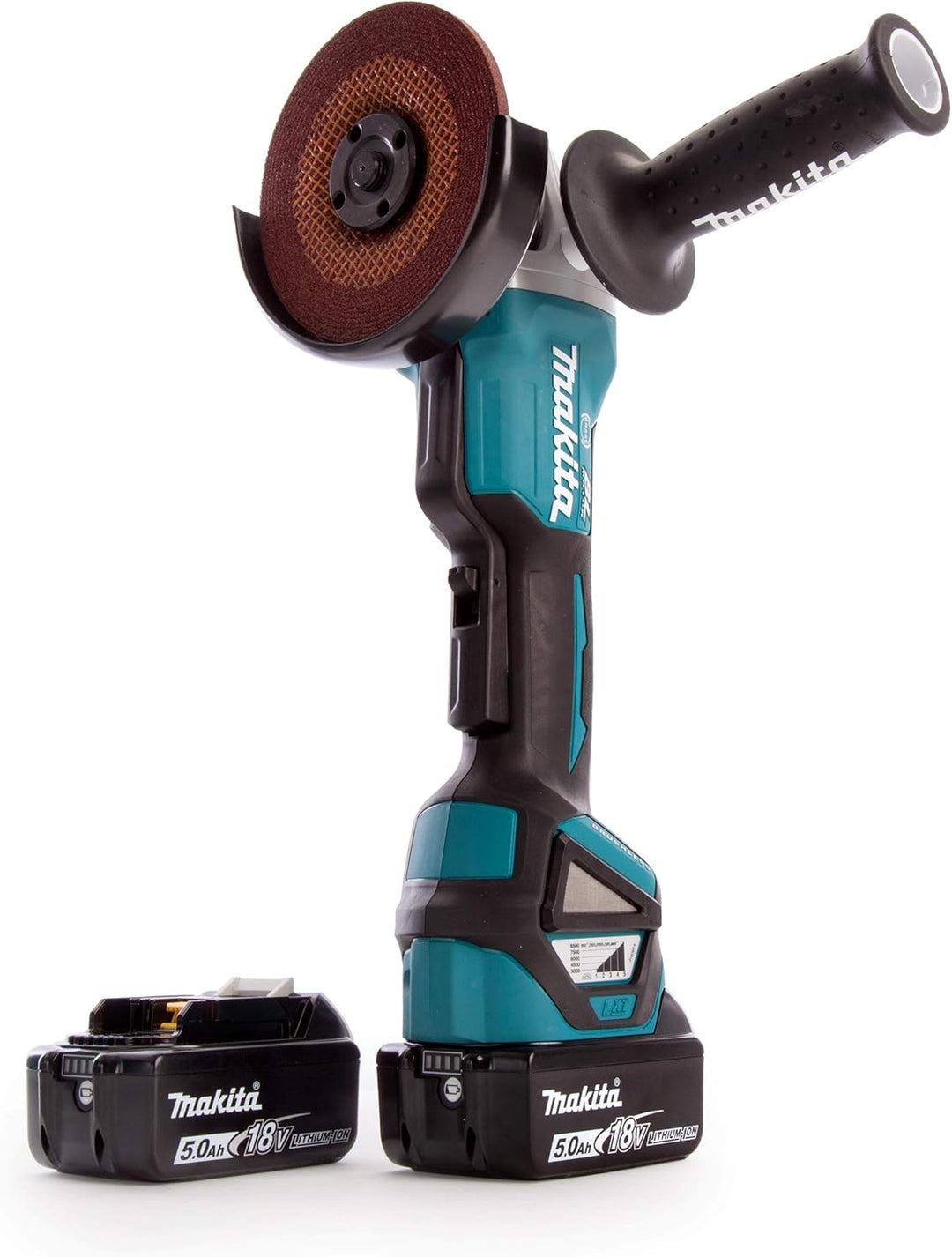 Makita DGA517RTJ Akku-Winkelschleifer 18 V / 5,0 Ah mit Paddleschalter, 2 Akkus + Ladegerät im MAKPA