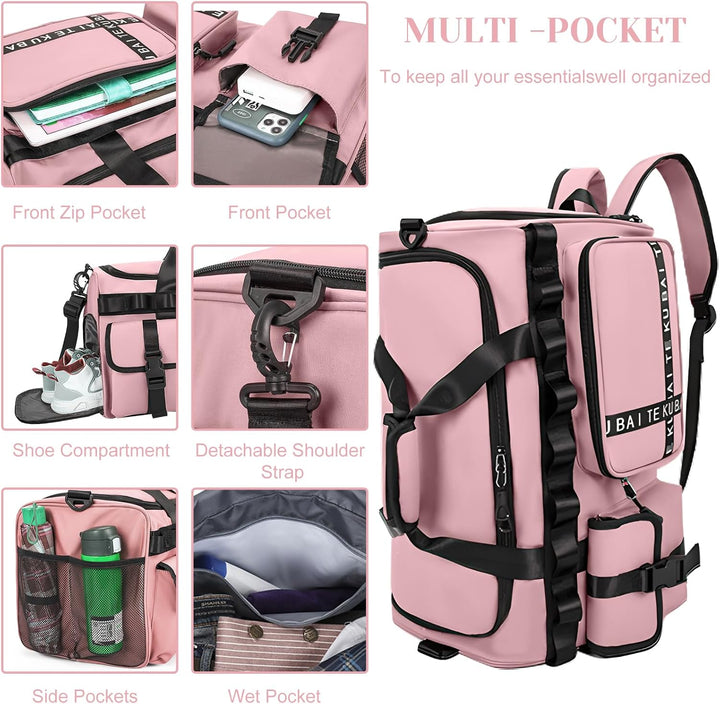Sporttasche Reisetasche für Damen und Herren, Gross 65L Sporttaschen mit Schuhfach & Nassfach, Large