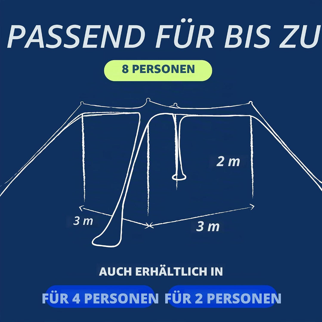 SUN NINJA Strandzelt, Sonnensegel LSF 50+, mit Sandschaufel, Heringen und Stabilitätsstangen, Schatt