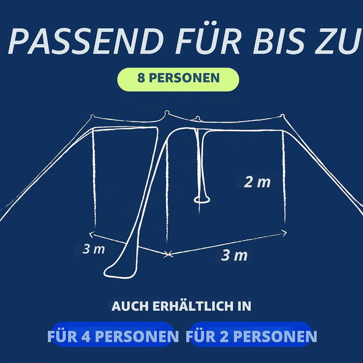 SUN NINJA Strandzelt, Sonnensegel LSF 50+, mit Sandschaufel, Heringen und Stabilitätsstangen, Schatt