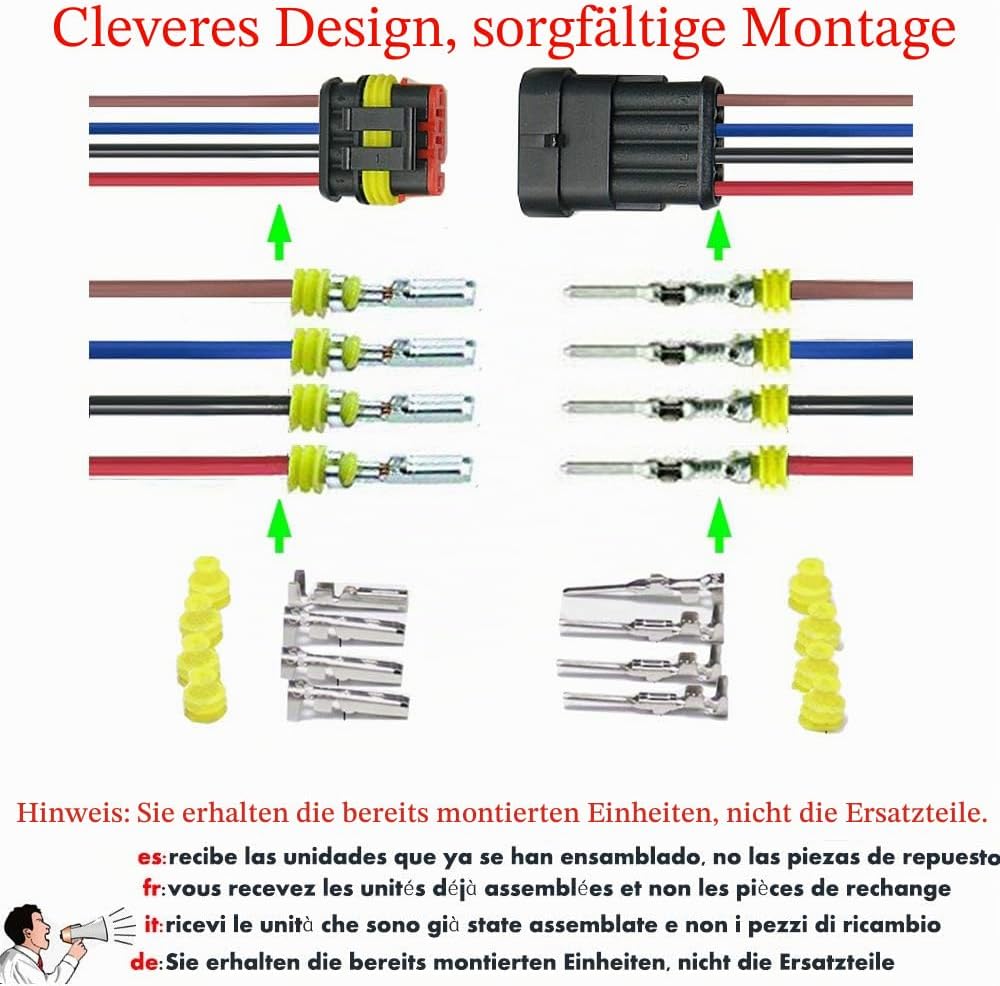 YETOR Way Auto Wasserdichter elektrischer Steckverbinder, 4pin Stecker Autoelektrischer Kabelverbind