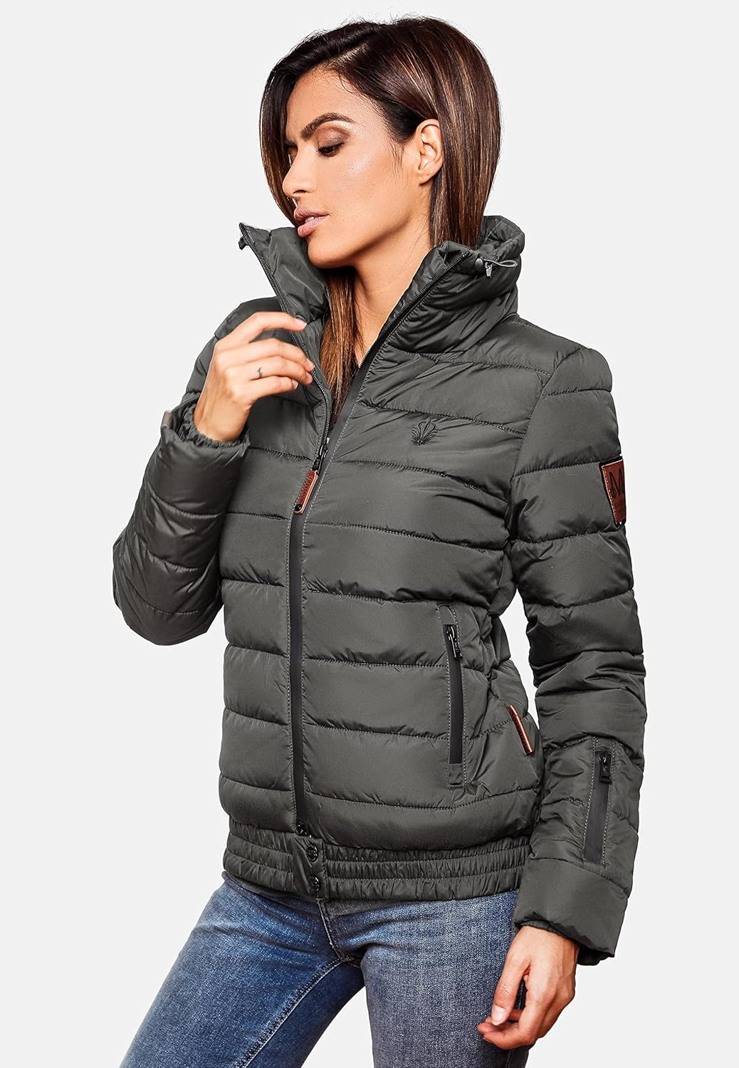 MARIKOO Damen Winter Steppjacke Poison XS-XL XS Anthrazit, XS Anthrazit