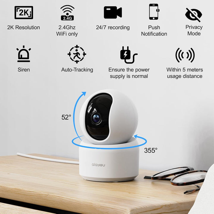 GALAYOU 2K Überwachungskamera innen, WLAN IP Kamera überwachung Indoor WiFi Camera,360°Hundekamera Z
