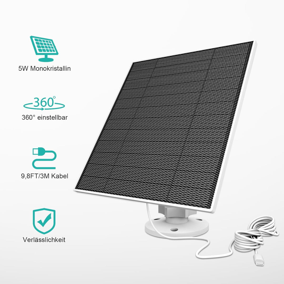 Solarpanel für Eufy Kamera, 5W Solarpanel für Eufycam kompatibel mit Eufycam 3/3C/2/2 Pro/2C/2C Pro/