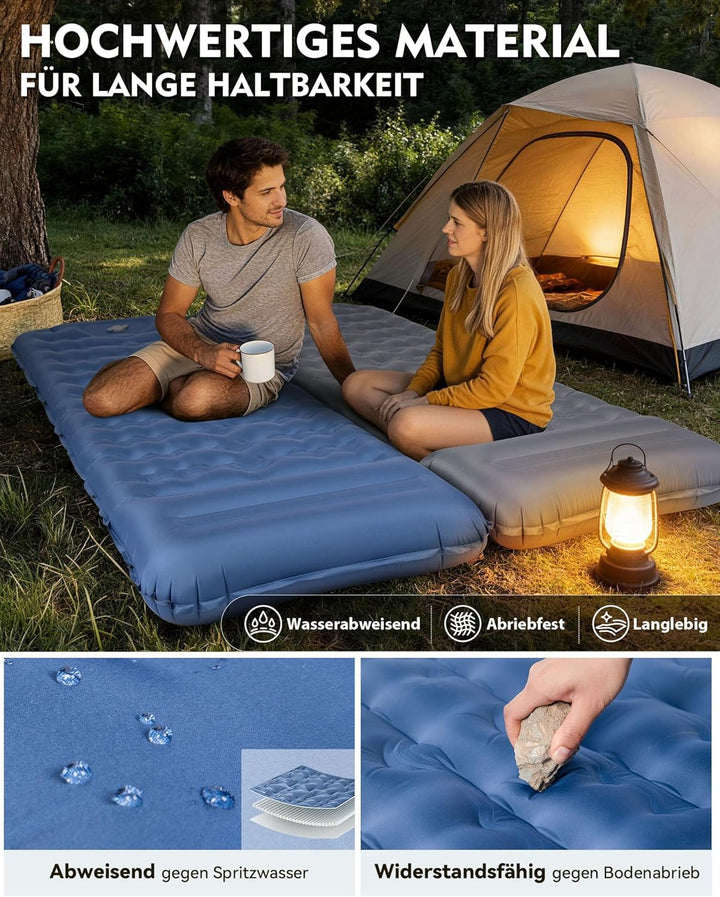 HIKENTURE Isomatte Camping, 12CM Ultradicke Isomatte Ultraleicht mit Kissen, Aufblasbare Matratze Kl